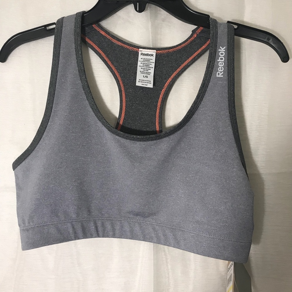 Reebok reversible sports bra in heather grey NWT